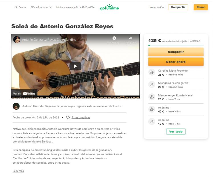 El guitarrista chipionero Antonio González lanza una campaña de crowdfunding para un proyecto audiovisual