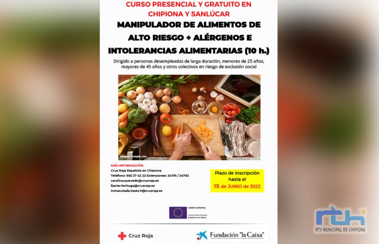 Cruz Roja y Fundación La Caixa ofertan un curso gratuito de manipulador de alimentos de alto riesgo, alérgenos e intolerancias