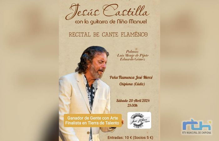 El cantaor flamenco Jesús Castilla actúa este sábado en la Peña Flamenca José Mercé de Chipiona