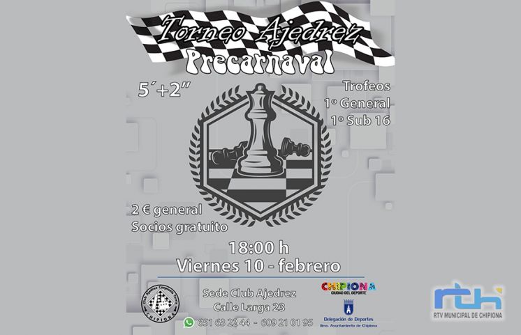 Este viernes tendrá lugar en Chipiona un torneo de ajedrez Pre-Carnaval