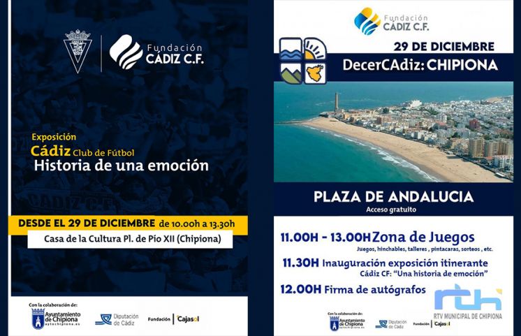 Jornada cadista mañana en Chipiona con fan zone y apertura de la muestra ‘Cádiz Club de Fútbol. Historia de una emoción’