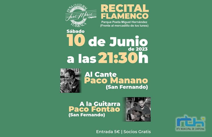 La Peña José Mercé ofrece este sábado un recital flamenco con los isleños Paco Manano y Paco Fontao