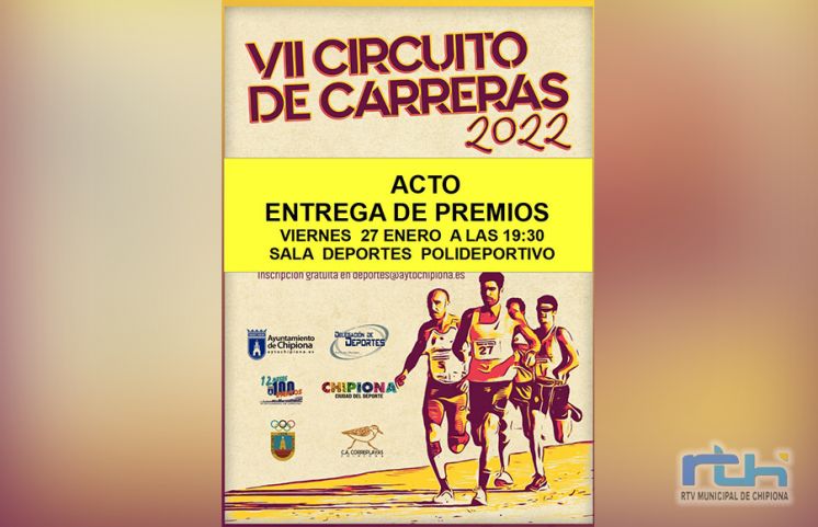 El viernes 27 de enero tendrá lugar la entrega de premios del Circuito de Carreras de Chipiona