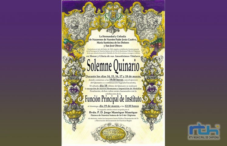 La Hermandad del Cautivo celebra hoy Cabildo General Ordinario para informar sobre el Jueves Santo y anuncia Solemne Quinario